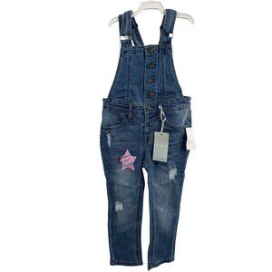 Vigoss Girls Denim Overalls With Adjustable Straps And Button Front Closure - Su